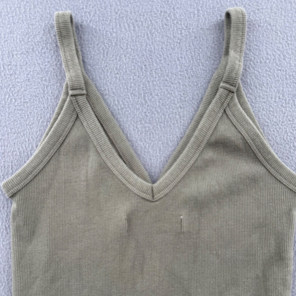 Abercrombie Henley Ribbed Thong Bodysuit S Olive Green Sleeveless V-Neck Boho - Picture 10 of 12